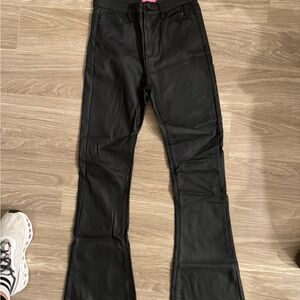 Edikted Black Faux Leather Trousers